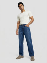 Men Ikemen Jeans Loose Fit Dark Blue Low Rise