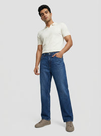 Men Ikemen Jeans Loose Fit Dark Blue Low Rise