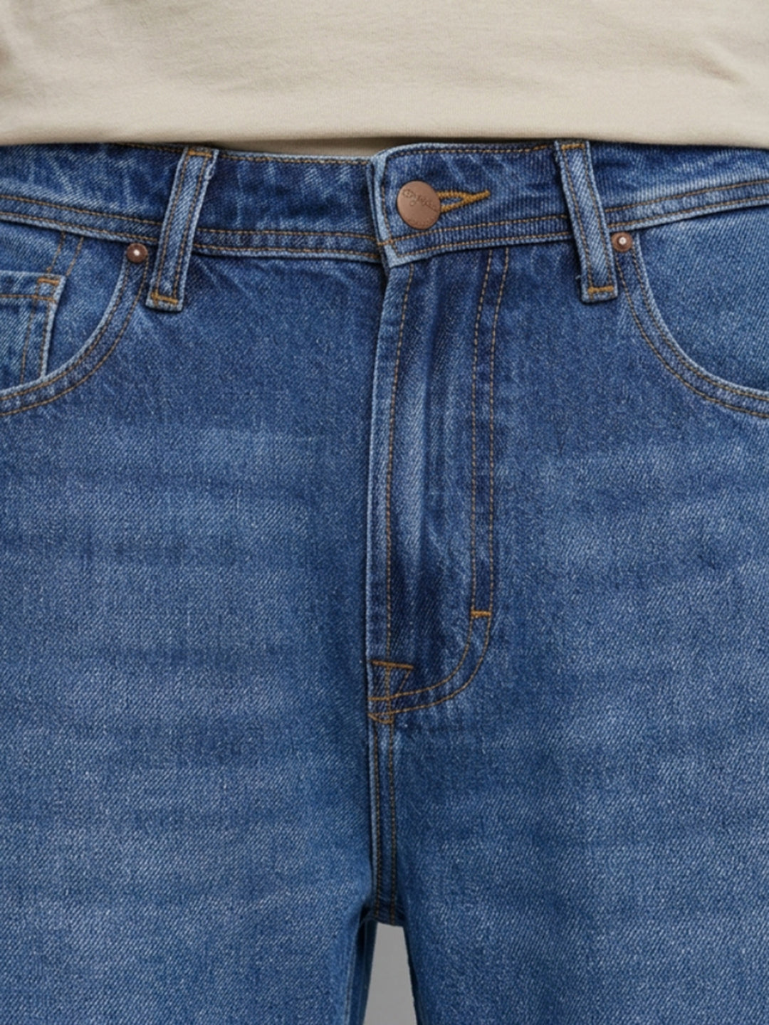 Men Ikemen Jeans Loose Fit Mid Blue Low Rise