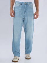 Men Ikemen Jeans Loose Fit Light Blue Low Rise