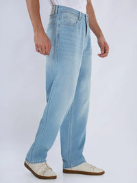 Men Ikemen Jeans Loose Fit Light Blue Low Rise