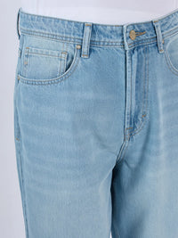 Men Ikemen Jeans Loose Fit Light Blue Low Rise