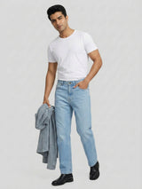 Men Ikemen Jeans Loose Fit Light Blue Low Rise