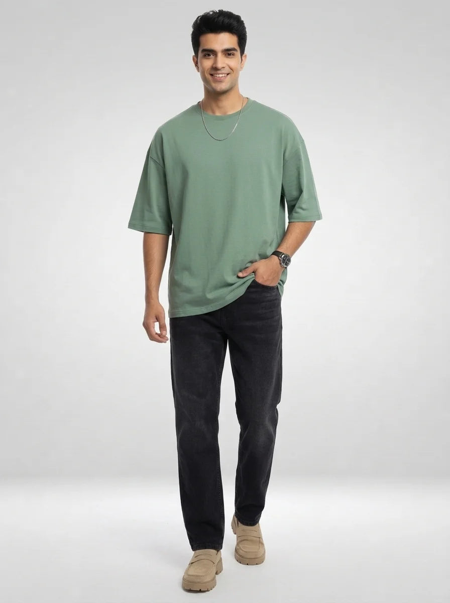 Men Jeans Loose Fit Black Low Rise