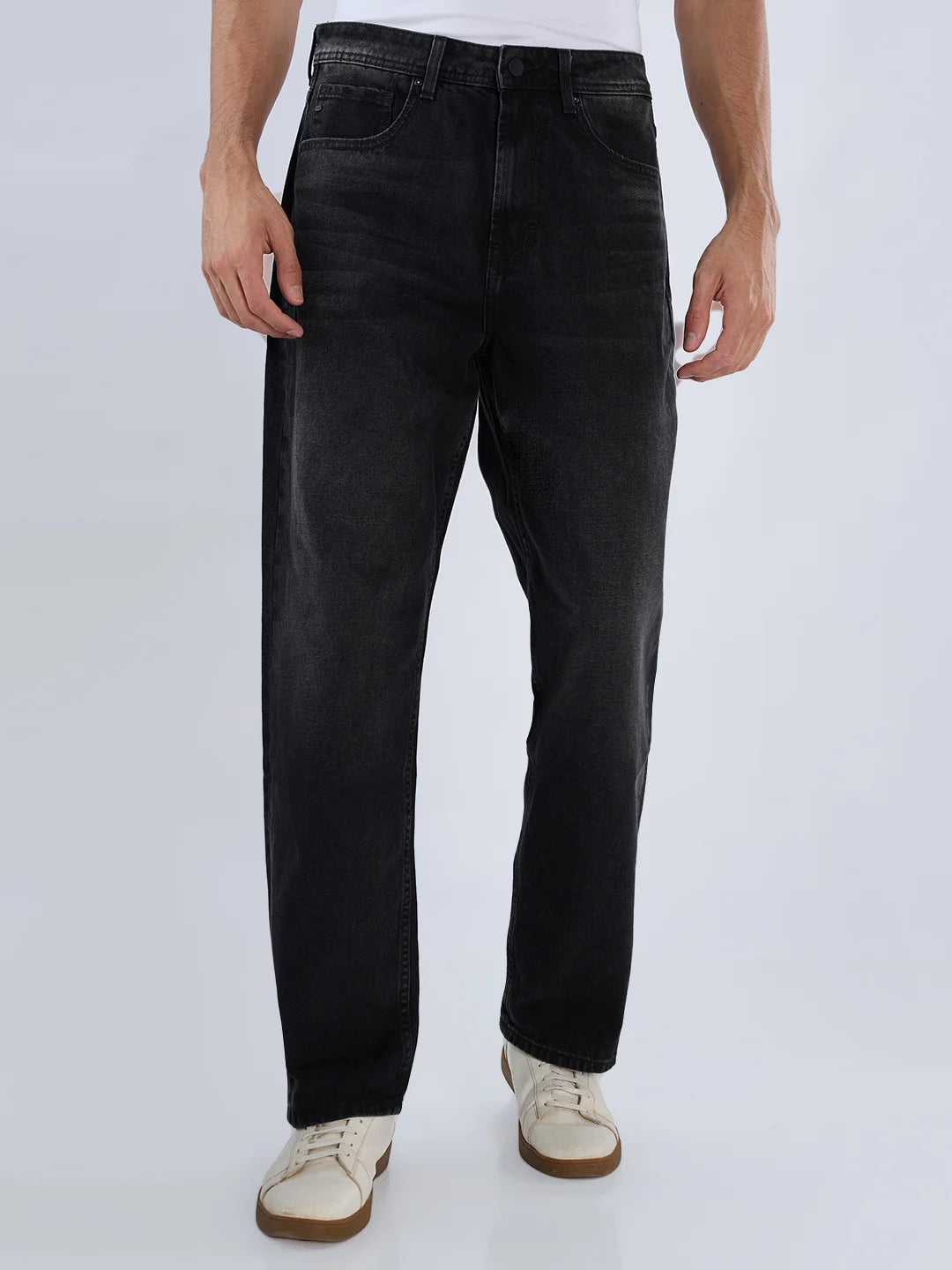 Men Ikemen Jeans Loose Fit Black Low Rise