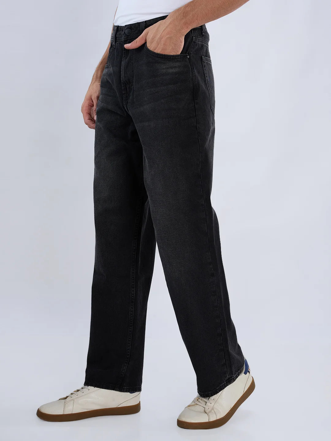 Men Ikemen Jeans Loose Fit Black Low Rise