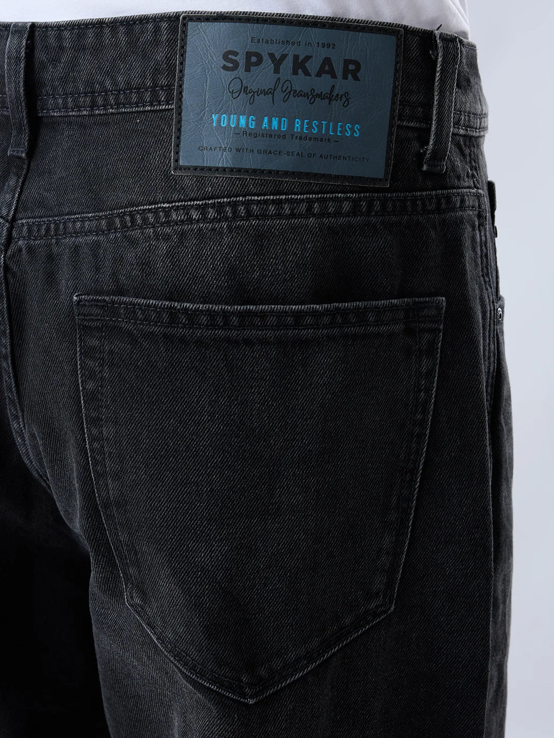 Men Ikemen Jeans Loose Fit Black Low Rise