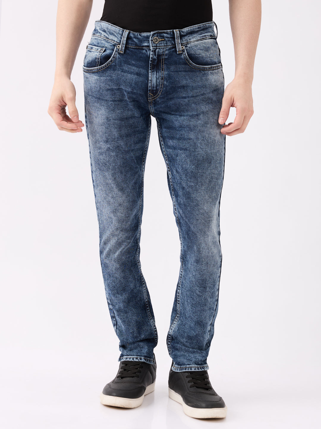 Spykar Mid Blue Mid Rise Slim Fit Casual Jeans For Men