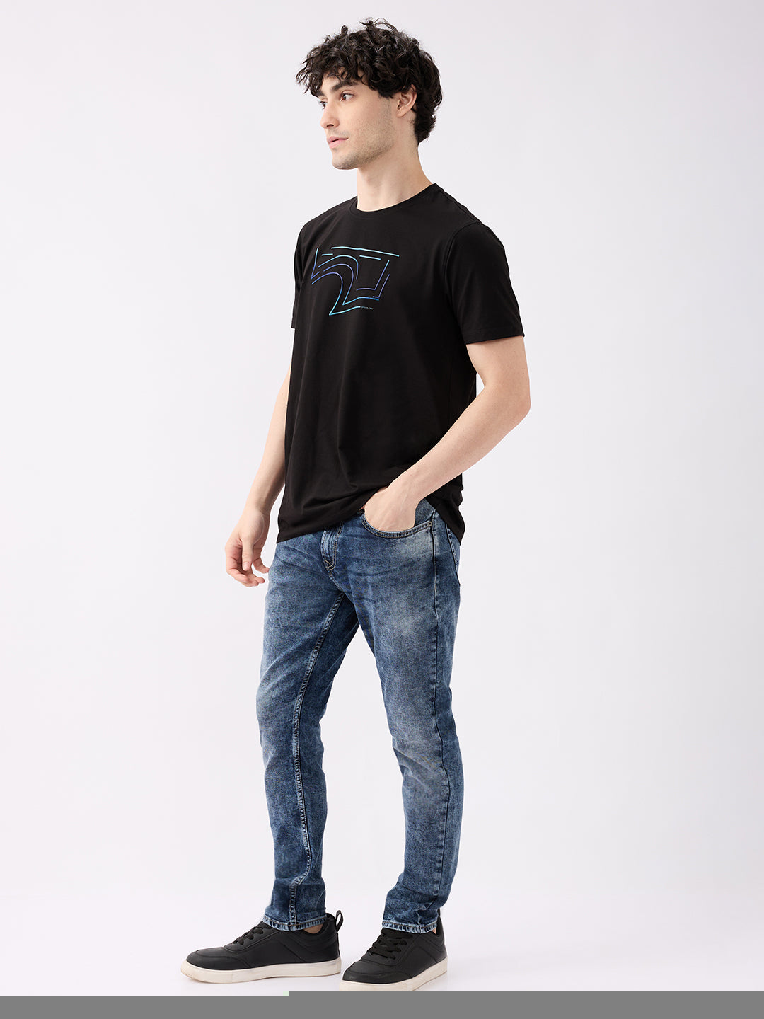 Spykar Mid Blue Mid Rise Slim Fit Casual Jeans For Men