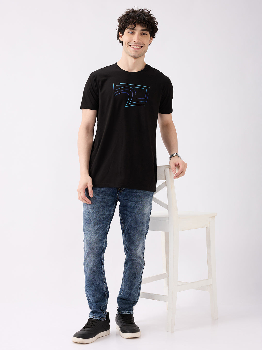 Spykar Mid Blue Mid Rise Slim Fit Casual Jeans For Men