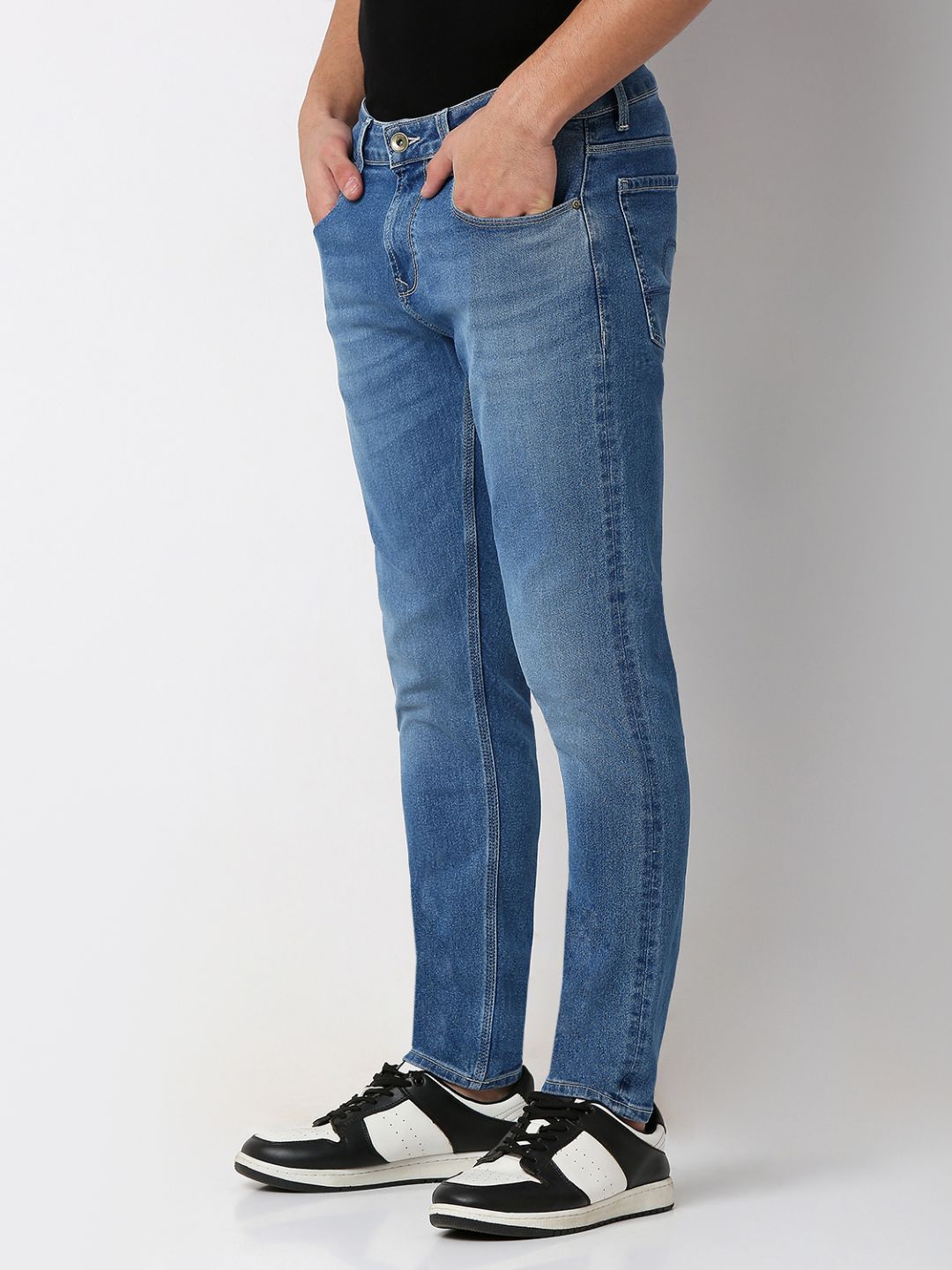 Spykar Blue Slim Fit Mid Rise Jeans For Men