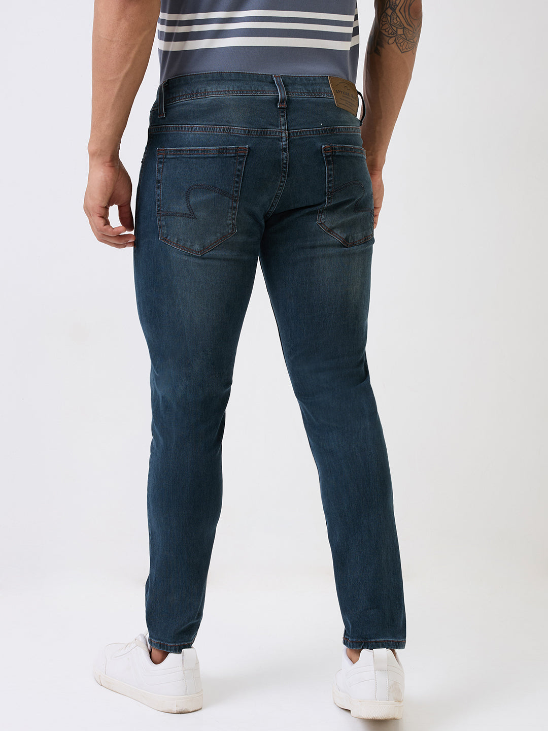 Spykar Green Mid Rise Slim Fit Casual Jeans For Men