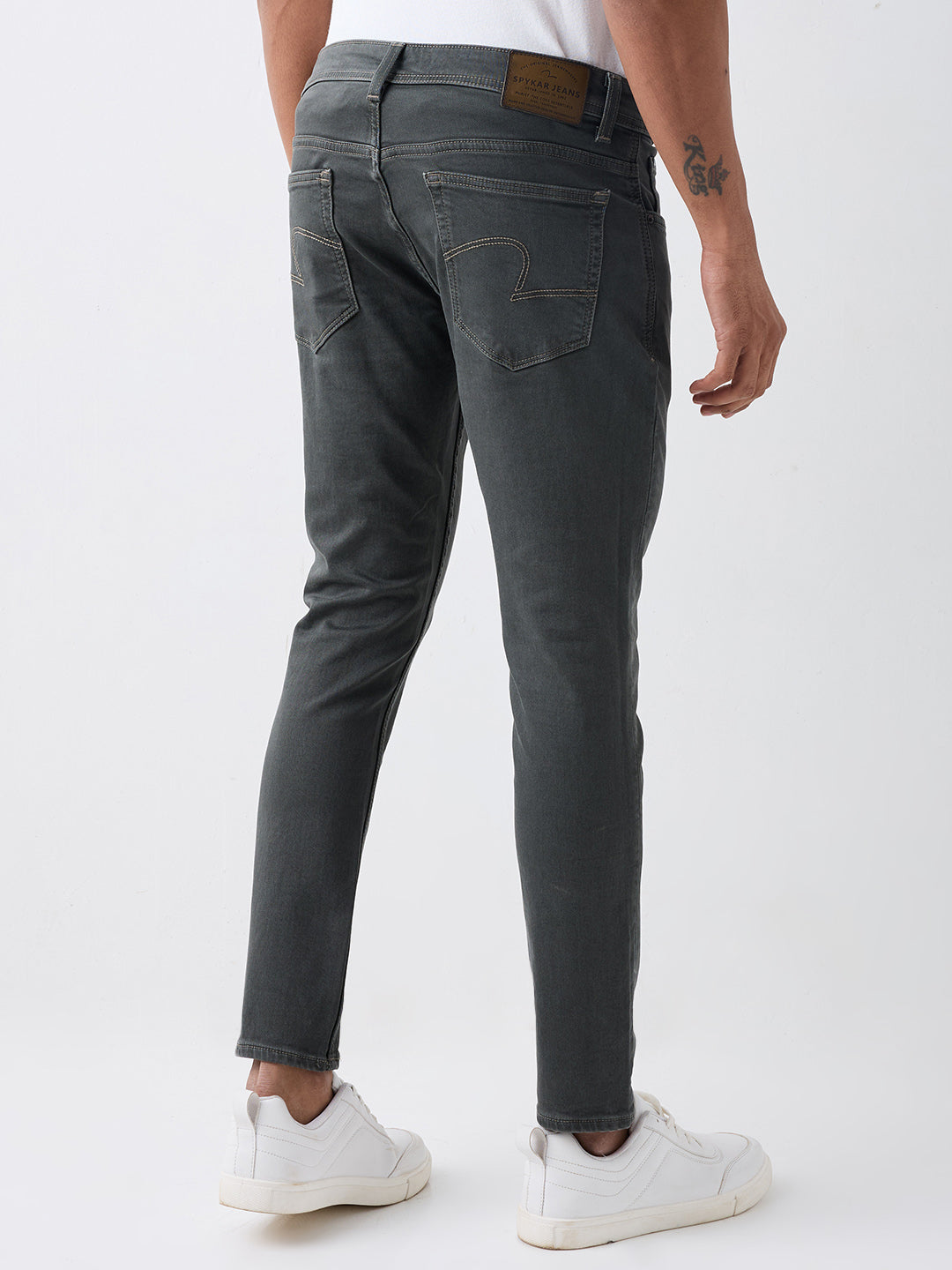 Spykar Grey Mid Rise Slim Fit Casual Jeans For Men