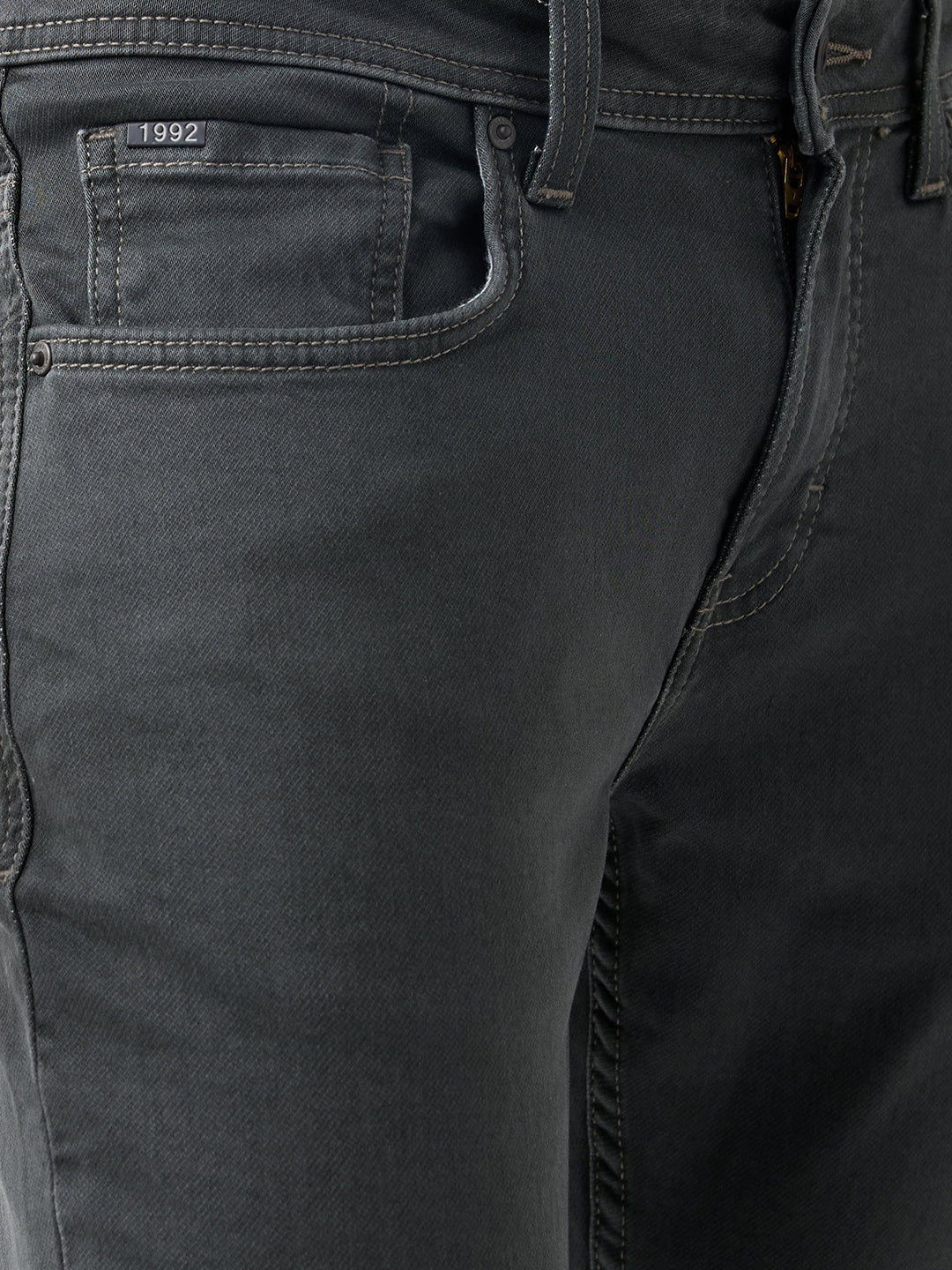 Men Kano Jeans Slim Fit Grey Mid Rise