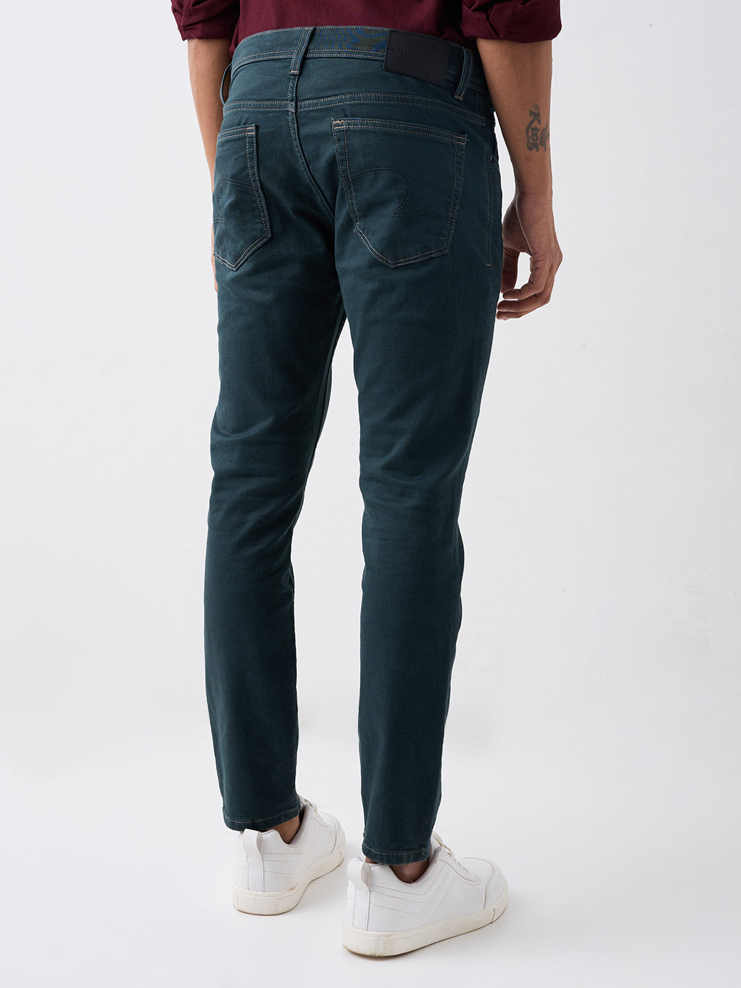 Spykar Green Mid Rise Slim Fit Casual Jeans For Men