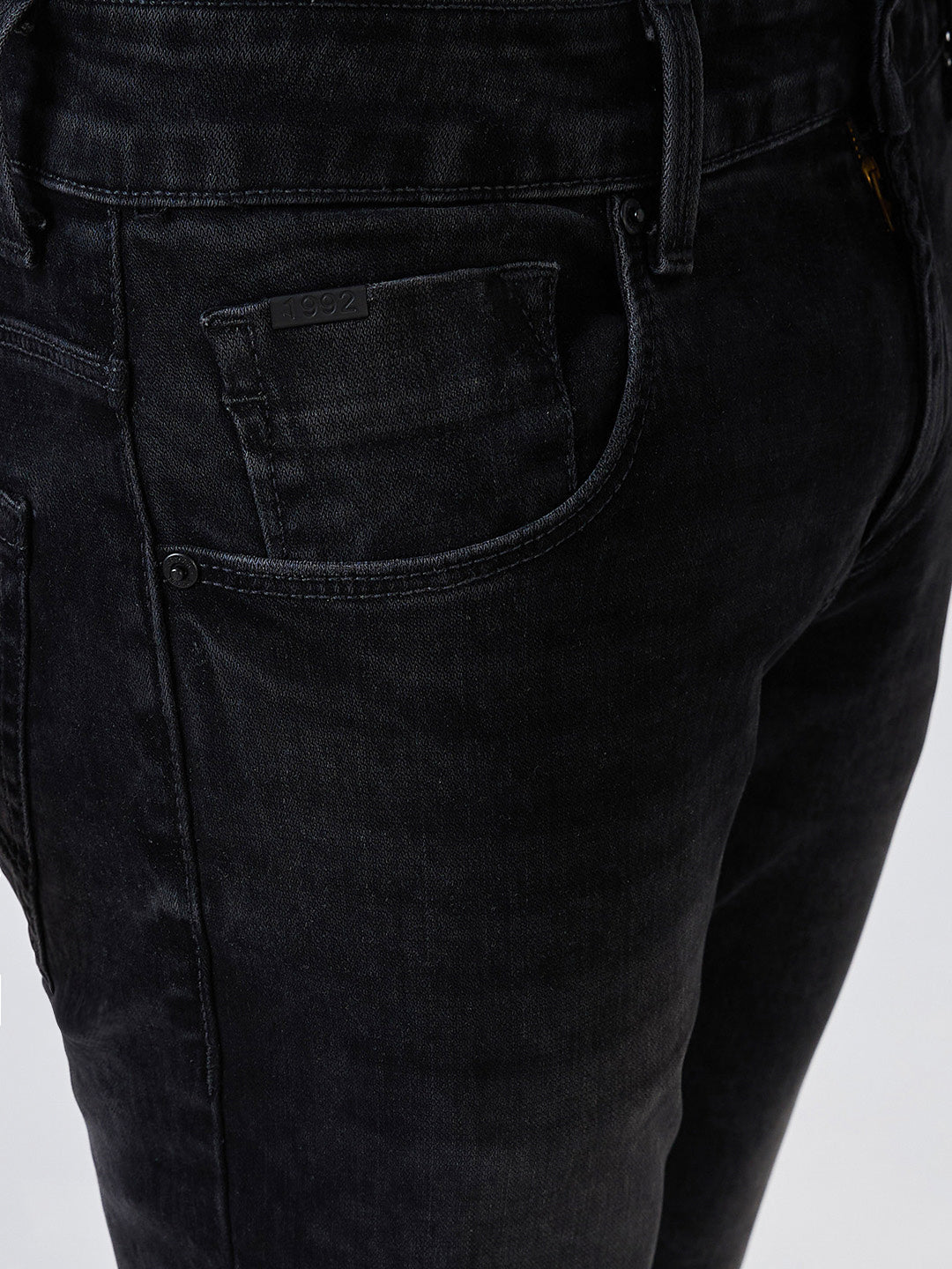 Men Jeans Slim Fit Black Mid Rise