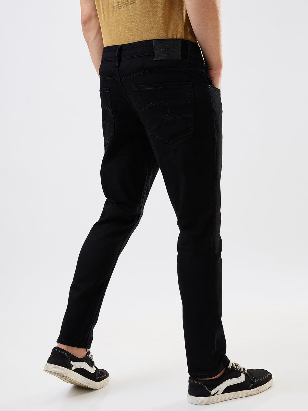 Spykar Black Mid Rise Slim Fit Casual Jeans For Men