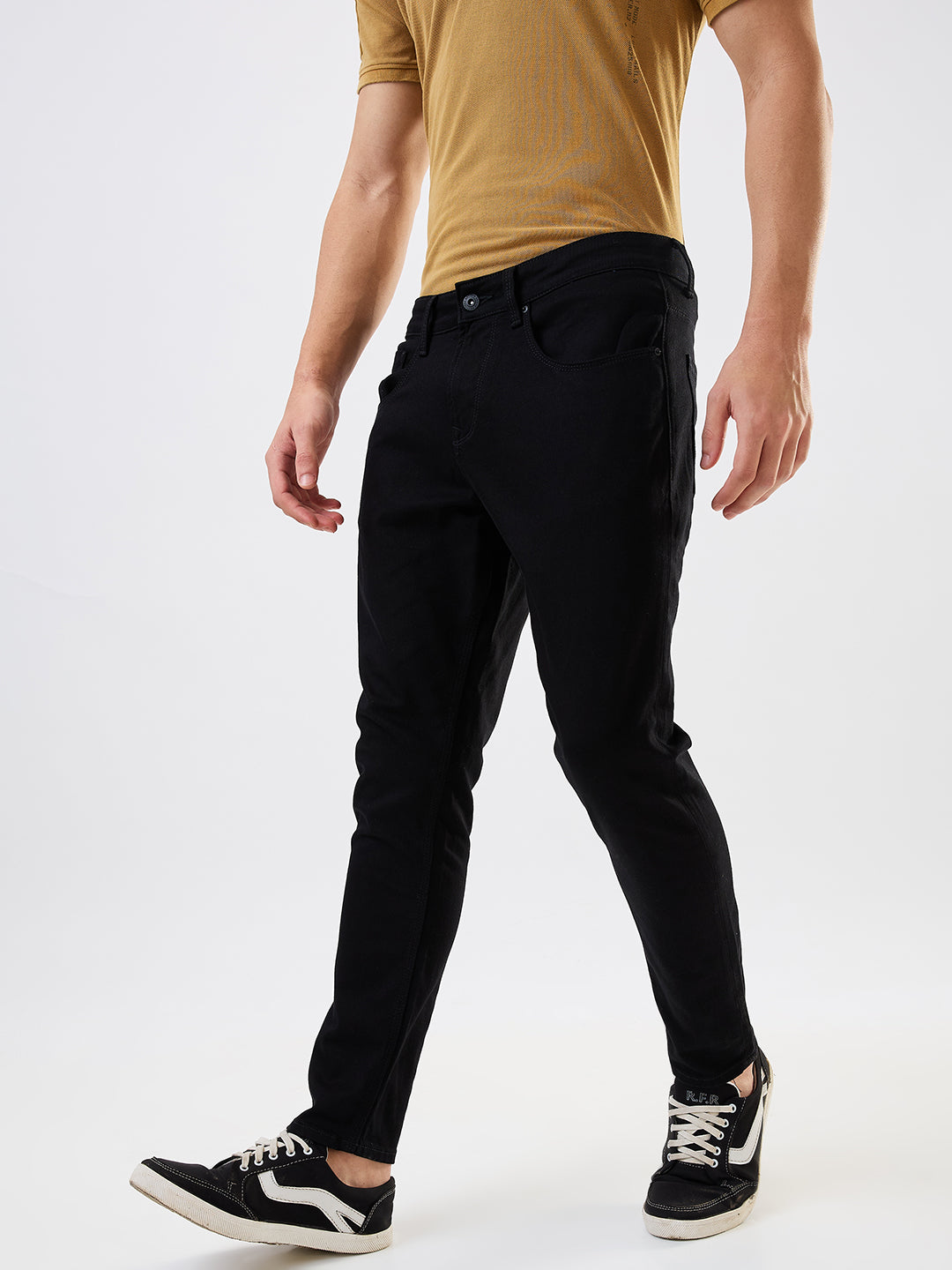 Spykar Black Mid Rise Slim Fit Casual Jeans For Men