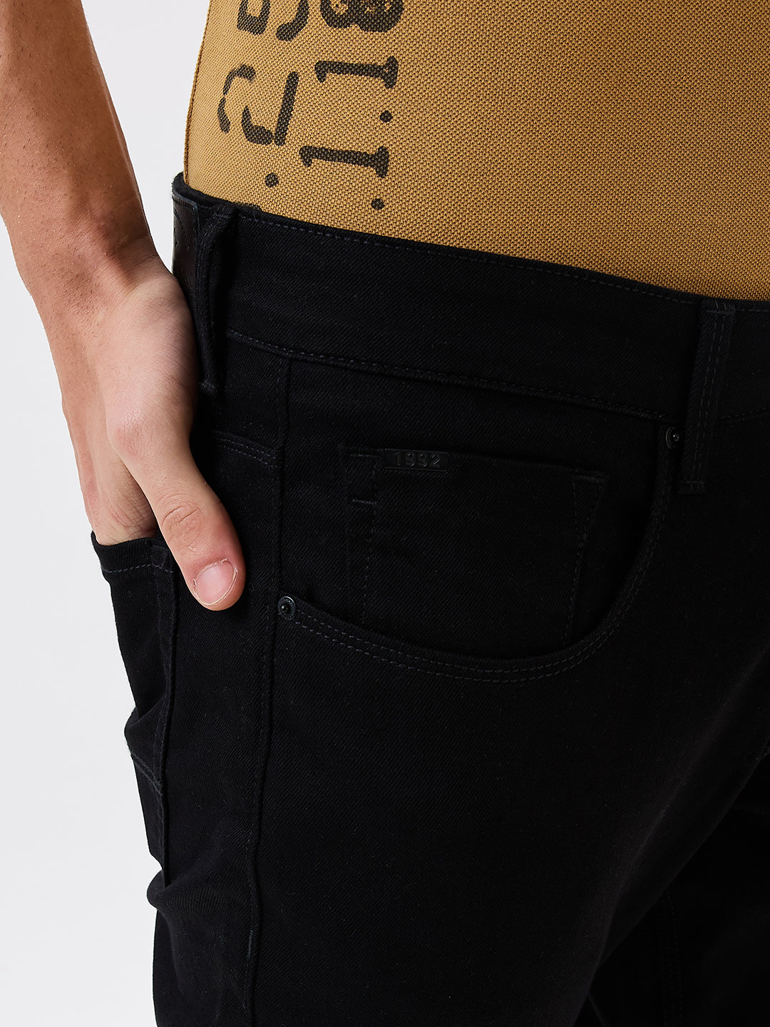Men Jeans Slim Fit Black Mid Rise