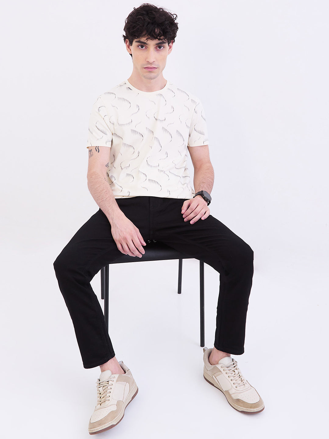 Spykar Black Mid Rise Slim Fit Casual Jeans For Men