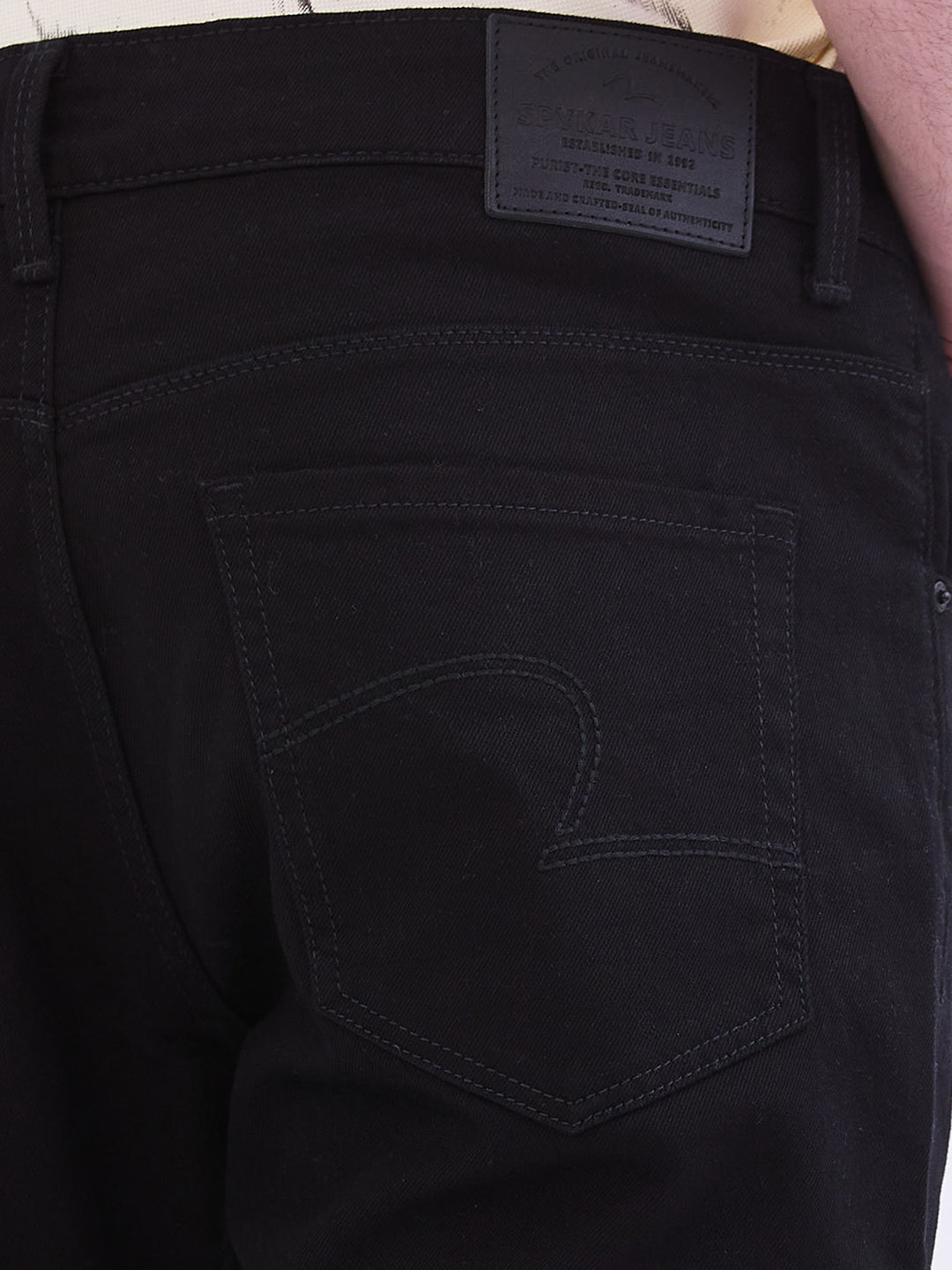 Spykar Black Mid Rise Slim Fit Casual Jeans For Men