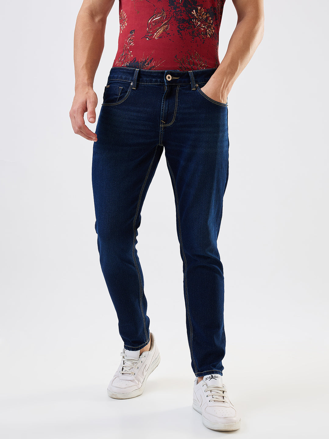 Spykar Slim Fit Mid Rise Cotton Stretch Jeans For Men