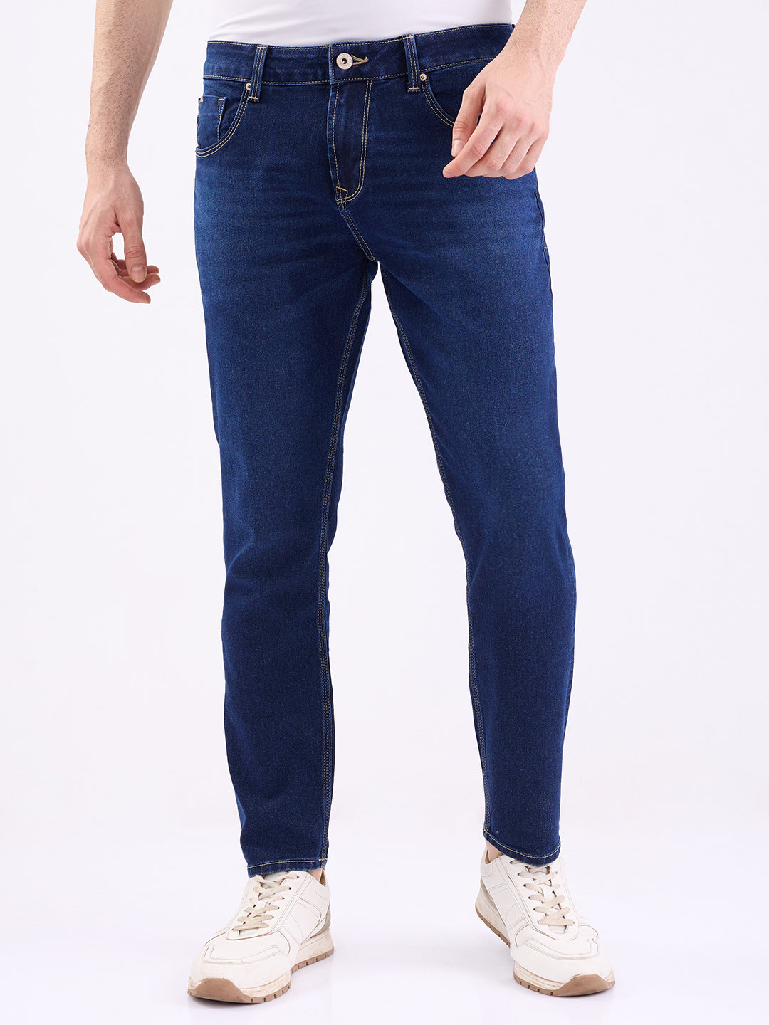 Men Jeans Slim Fit Blue Mid Rise