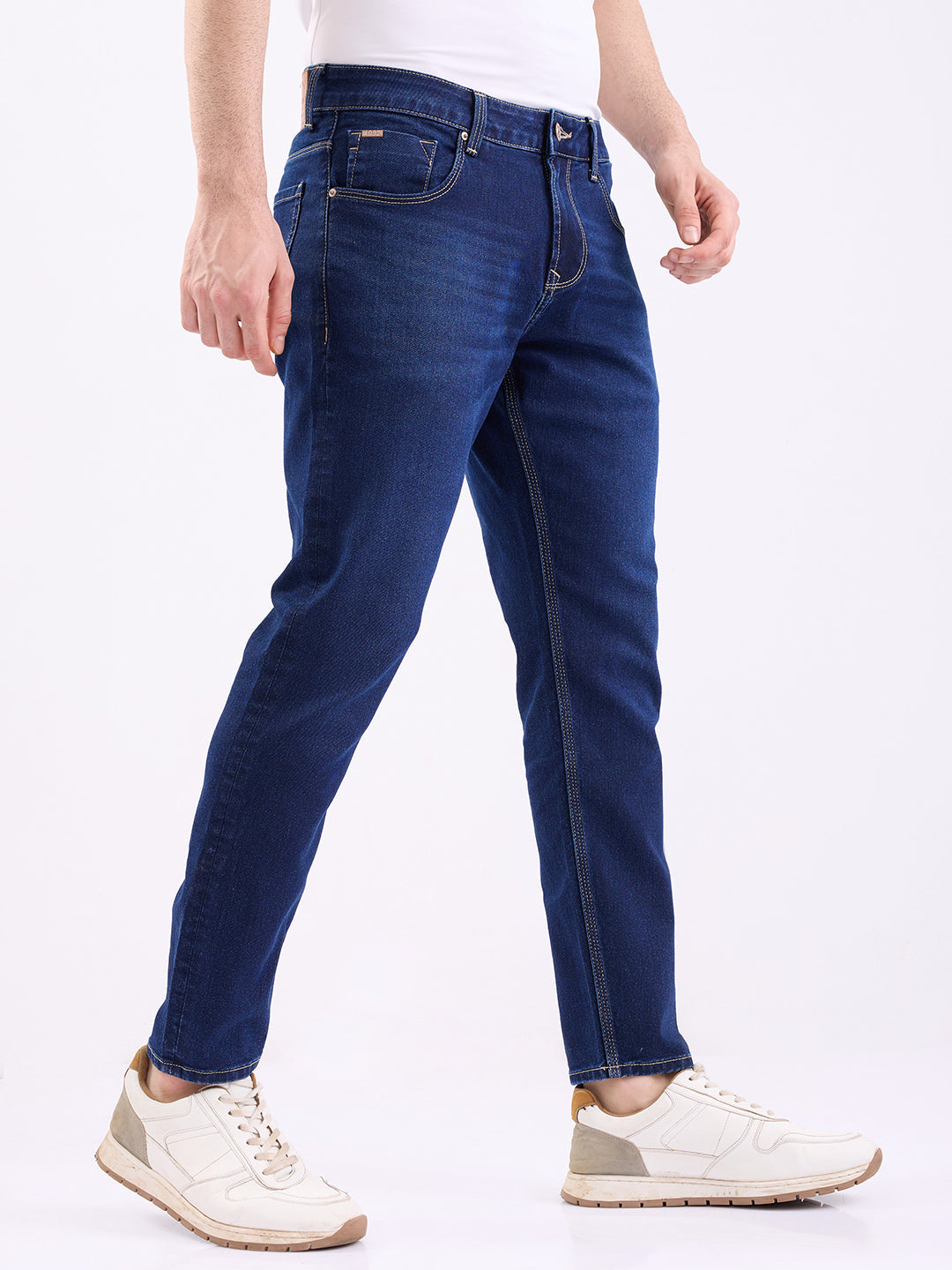 Men Jeans Slim Fit Blue Mid Rise