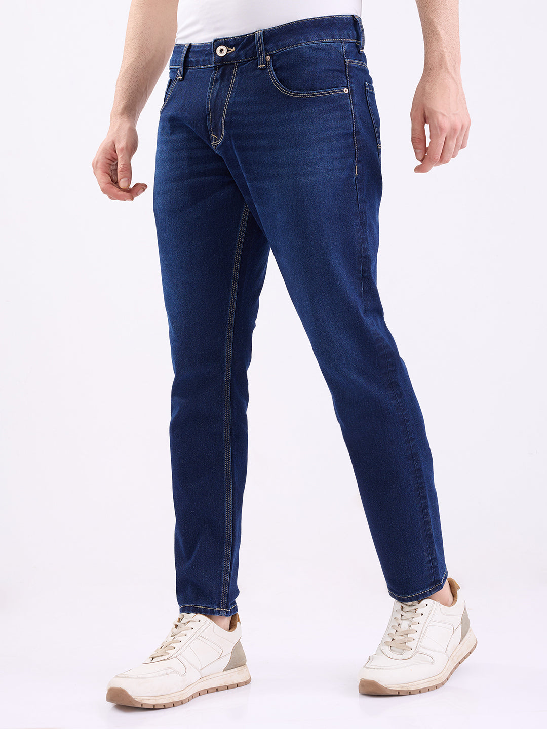 Spykar Mid Blue Mid Rise Slim Fit Casual Jeans For Men