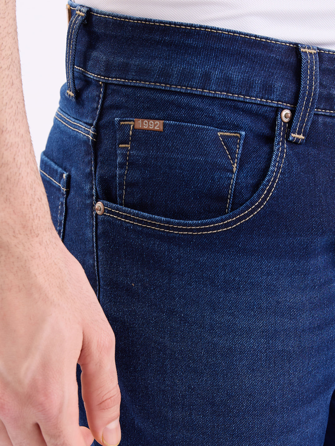 Spykar Mid Blue Mid Rise Slim Fit Casual Jeans For Men