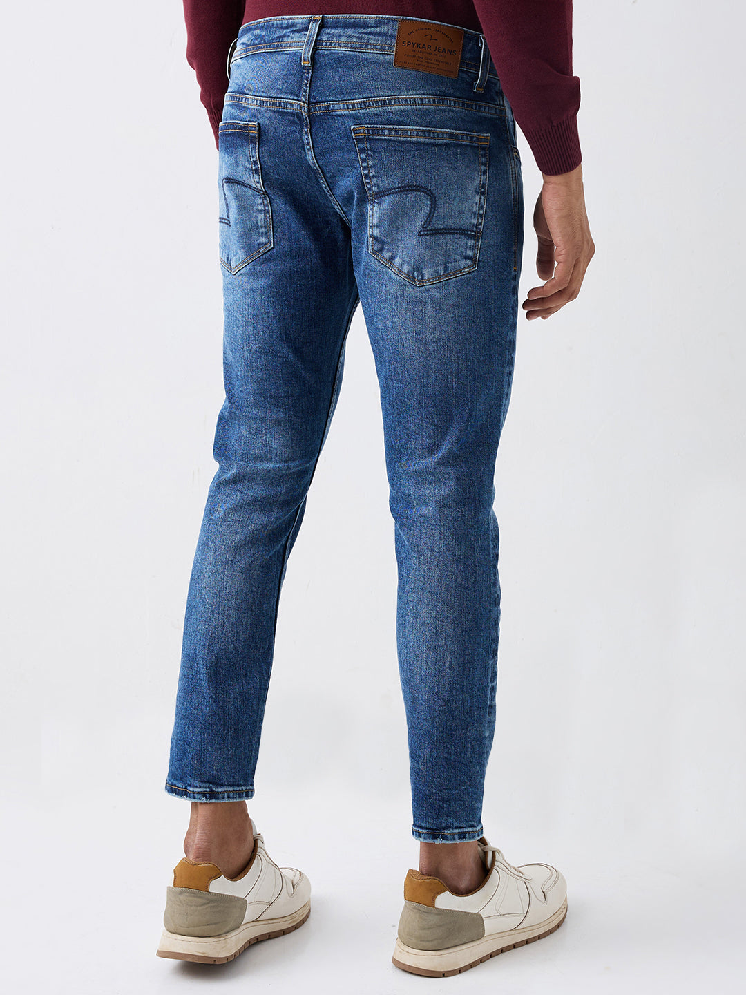 Spykar Blue Mid Rise Slim Fit Casual Jeans For Men