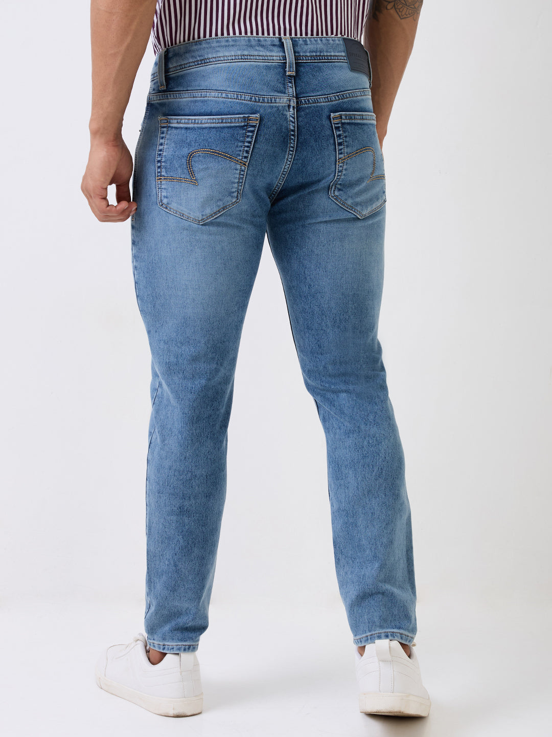 Spykar Blue Mid Rise Slim Fit Casual Jeans For Men