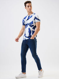 Men Jeans Slim Fit Dark Blue Mid Rise