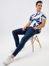 Men Jeans Slim Fit Dark Blue Mid Rise
