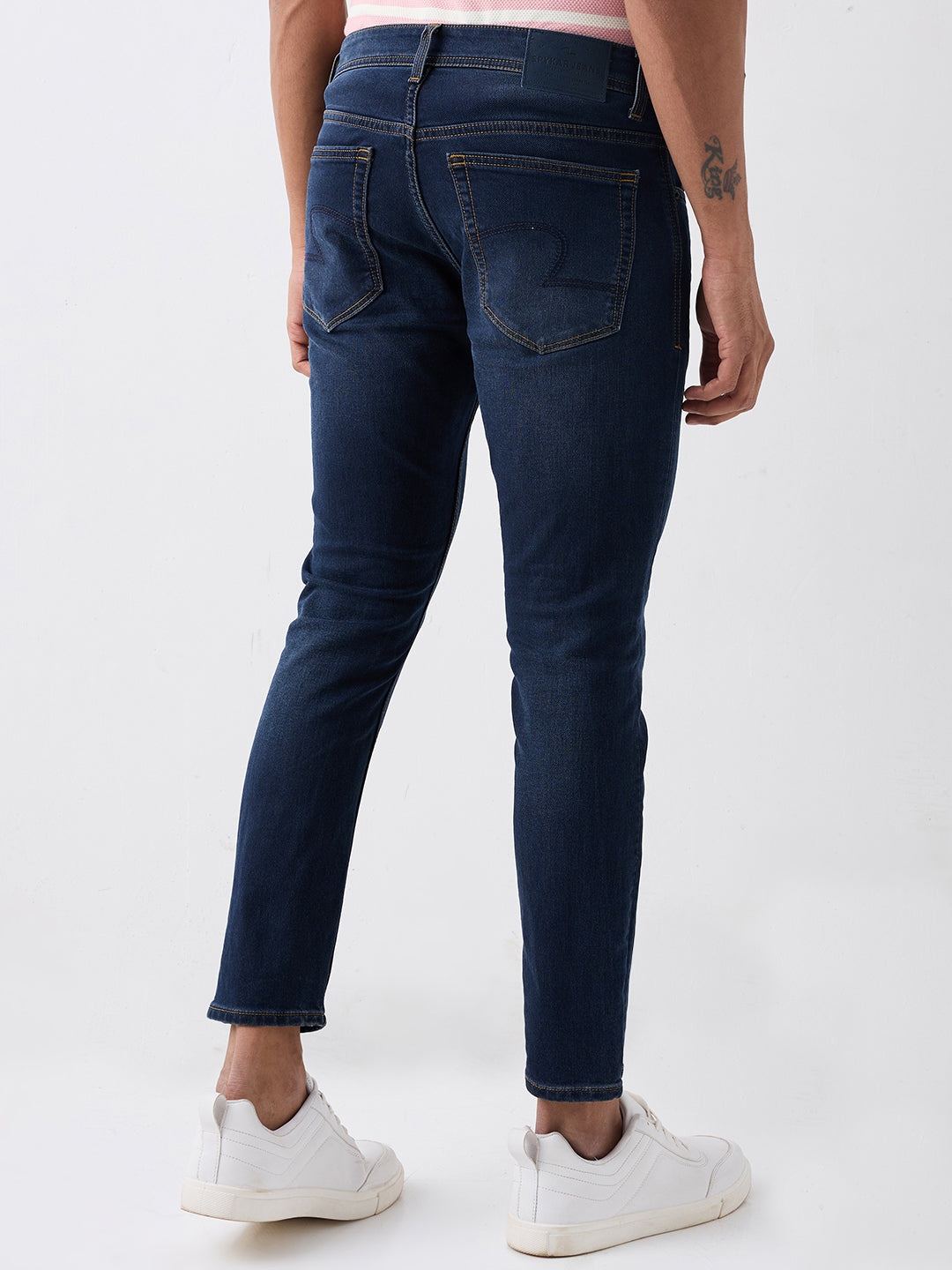 Men Jeans Slim Fit Blue Mid Rise