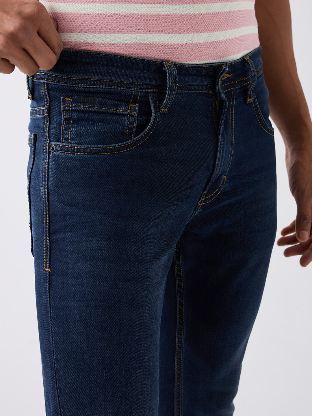 Spykar Blue Mid Rise Slim Fit Casual Jeans For Men
