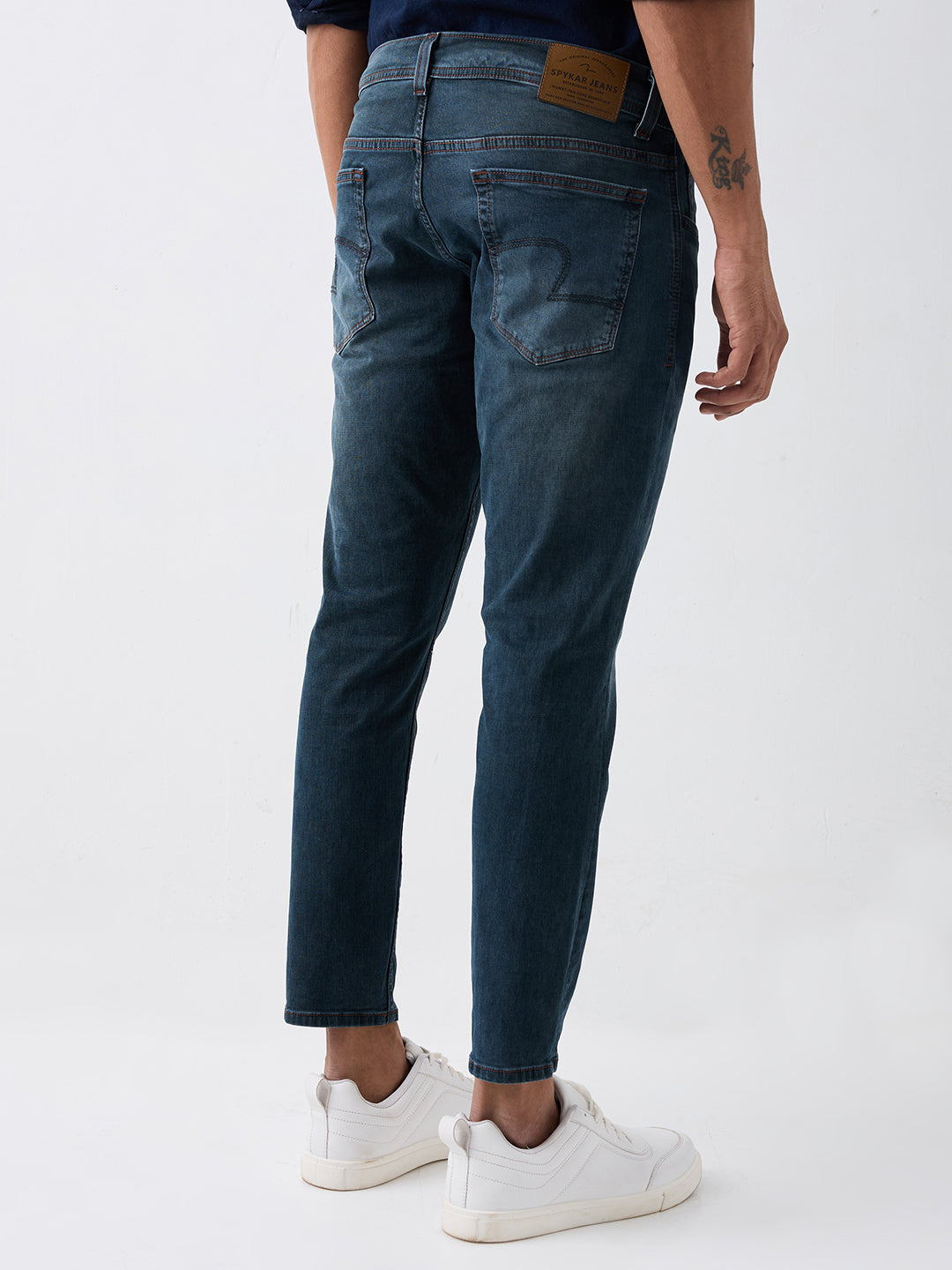 Men Jeans Slim Fit Green Mid Rise