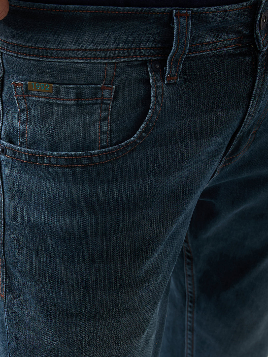 Men Jeans Slim Fit Green Mid Rise