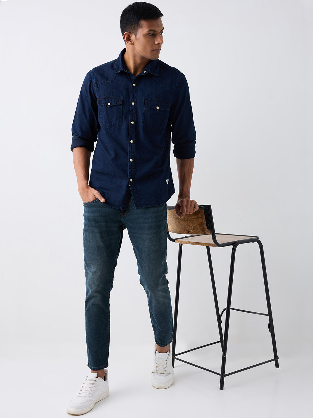 Men Jeans Slim Fit Green Mid Rise