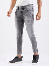 Men Jeans Slim Fit Grey Mid Rise