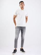 Men Jeans Slim Fit Grey Mid Rise