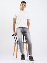Men Jeans Slim Fit Grey Mid Rise