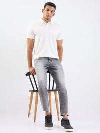 Men Jeans Slim Fit Grey Mid Rise
