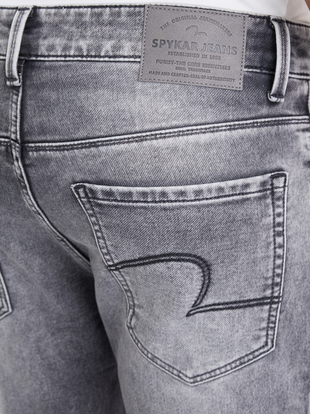 Men Jeans Slim Fit Grey Mid Rise