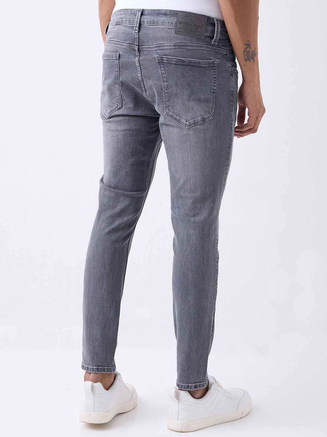 Spykar Grey Mid Rise Slim Fit Casual Jeans For Men