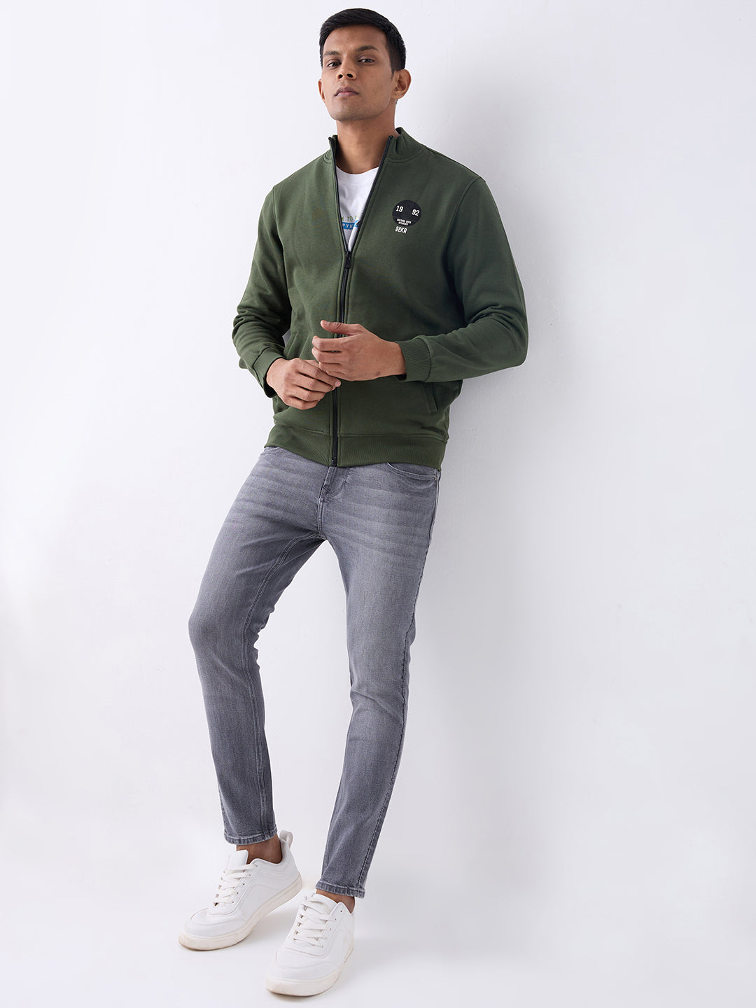Spykar Grey Mid Rise Slim Fit Casual Jeans For Men