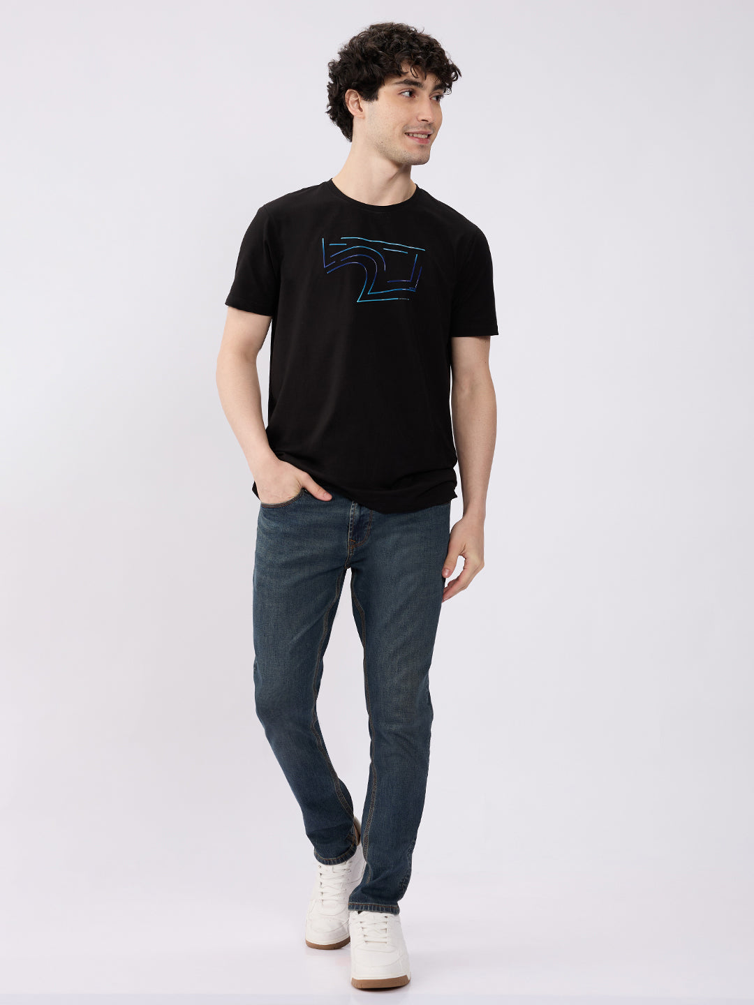 Spykar Vintage Blue Mid Rise Slim Fit Casual Jeans For Men