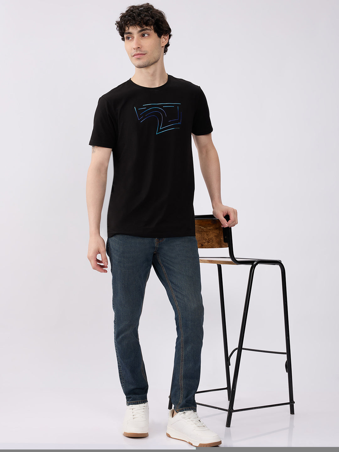 Spykar Vintage Blue Mid Rise Slim Fit Casual Jeans For Men