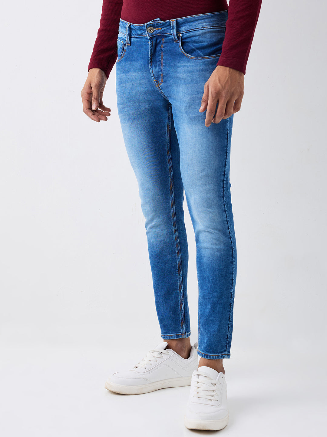 Spykar Blue Mid Rise Slim Fit Casual Jeans For Men