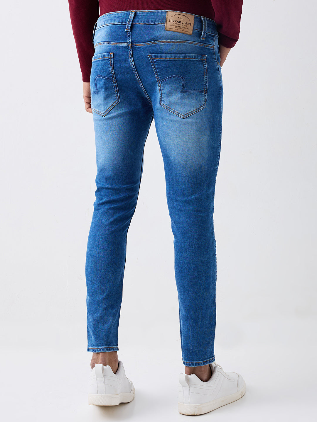 Spykar Blue Mid Rise Slim Fit Casual Jeans For Men